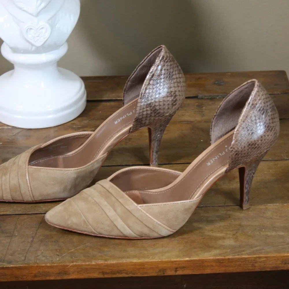 Donald J. Pliner Tan Suede Pointed-Toe Heels - Picture 2 of 4